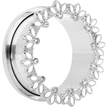 Load image into Gallery viewer, Clear Gem White Leaves Screw Fit Tunnel Plug Set