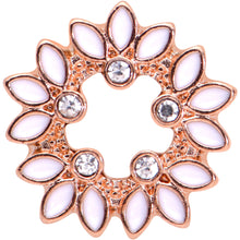 Load image into Gallery viewer, 2G Clear Gem Rose Gold Hue White Leaves Screw Fit Tunnel Plug Set
