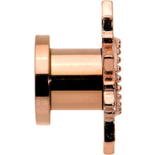 Load image into Gallery viewer, 2G Brown Gem Rose Gold Tone Floral Screw Fit Tunnel Plug Set