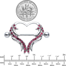 Load image into Gallery viewer, 14G 3/4 Pink Gem Rock and Roll Heart Nipple Shield Set