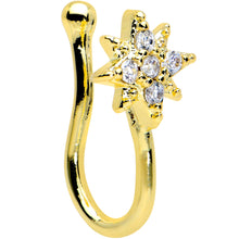 Load image into Gallery viewer, Clear Gem Gold Tone Compass Star Clip On Fake Nose Ring