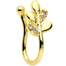 Load image into Gallery viewer, Clear Gem Gold Tone Leaves of Love Clip On Fake Nose Ring