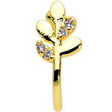 Load image into Gallery viewer, Clear Gem Gold Tone Leaves of Love Clip On Fake Nose Ring