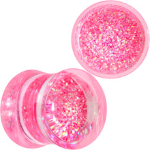 Load image into Gallery viewer, Clear Pink Acrylic Glitter Glam Saddle Plug Set