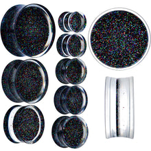 将图片加载到图库查看器,Clear Black Acrylic Rainbow Glitter Glam Saddle Plug Set