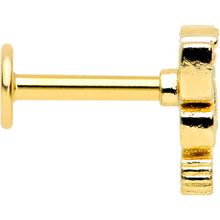 Load image into Gallery viewer, 16G 1/4 Clear CZ Gem Gold Tone Green Butterfly Labret Tragus