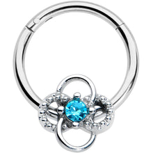将图片加载到图库查看器,16G 3/8 Blue Gem Celtic Knot Hinged Segment Ring