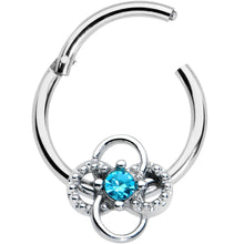 将图片加载到图库查看器,16G 3/8 Blue Gem Celtic Knot Hinged Segment Ring