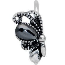 Load image into Gallery viewer, 20G 5/16 Black Gem Abstract Bow Nose Hoop