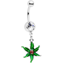将图片加载到图库查看器,Clear Gem Tiny Ladybug Leaves Dangle Belly Ring
