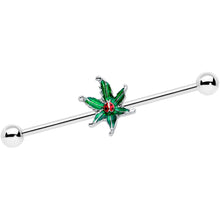 将图片加载到图库查看器,14G Tiny Ladybug Leaves Industrial Barbell 38mm