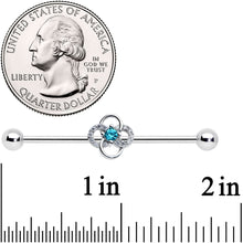 Load image into Gallery viewer, 14G Clear Blue Gem Celtic Knot Industrial Barbell 38mm