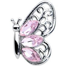 Load image into Gallery viewer, 16G 1/4 Pink Gem Lacy Butterfly Cartilage Tragus Earring