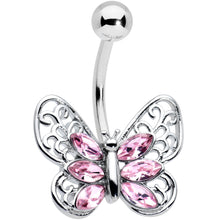 将图片加载到图库查看器,Pink Gem Lacy Butterfly Belly Ring