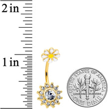 将图片加载到图库查看器,Clear Gem Gold Tone Sun Daisy Flower Double Mount Belly Ring