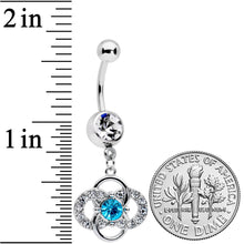 Load image into Gallery viewer, Clear Blue Gem Celtic Knot Dazzle Dangle Belly Ring