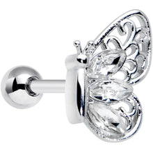 Load image into Gallery viewer, 16G 1/4 Clear Gem Lacy Butterfly Cartilage Tragus Earring