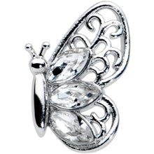 Load image into Gallery viewer, 16G 1/4 Clear Gem Lacy Butterfly Cartilage Tragus Earring
