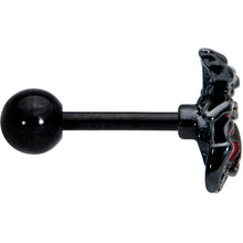Load image into Gallery viewer, 16G 1/4 Red Gem Black Spider Skull Halloween Cartilage Tragus