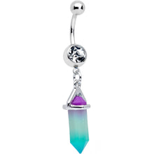 Load image into Gallery viewer, Clear Gem Blue Purple Ombre Stone Hippie Dangle Belly Ring