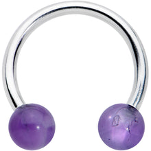 Load image into Gallery viewer, 16G 3/8 Purple Stone Ball End Internally Threaded Horseshoe