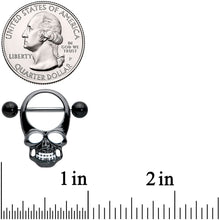 Load image into Gallery viewer, 14G 1/2 Black Grinning Skull Nipple Shield Set