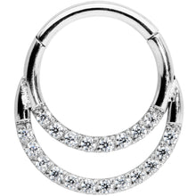 Load image into Gallery viewer, 16G 5/16 Clear CZ Gem Double Row Hinged Segment Ring