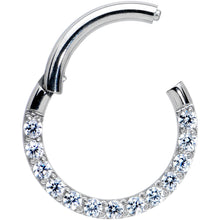 Load image into Gallery viewer, 14G 3/8 Clear CZ Gem G23 Titanium Paved Hinged Segment Ring