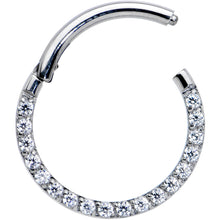 将图片加载到图库查看器,16G 3/8 Clear CZ Gem G23 Titanium Paved Hinged Segment Ring