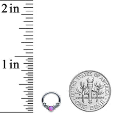 Load image into Gallery viewer, 14 16G 1/4 5/16 Pink Synthetic Opal Ornate Captive Ring Set of 4