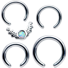 Load image into Gallery viewer, 14 16G 1/4 5/16 White Synthetic Opal BCR Captive Ring Set of 4