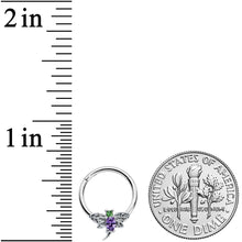 将图片加载到图库查看器,16G 3/8 Green Purple Gem Dragonfly Hinged Segment Ring