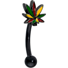 Load image into Gallery viewer, 16G 5/16 Black Multicolor Pot Leaf Curved Eyebrow Ring