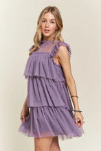 Load image into Gallery viewer, Layered Ruffled Cap Sleeve Mesh Dress For Women – Romantic Mesh Dress with Lace & Ruffled Layers for Elegant Parties & Special Events