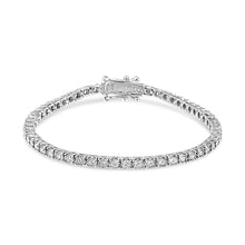 Load image into Gallery viewer, 14K White Gold 2.0 Cttw Miracle Set Round-Cut Lab Grown Diamond Illusion 7" Tennis Bracelet (F-G Color, VS2-SI1 Clarity)