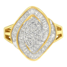 Load image into Gallery viewer, 10K Yellow Gold Diamond Cluster Ring (3/4 Cttw, J-K Color, I2-I3 Clarity) - Size 6
