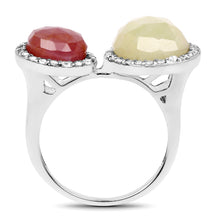 Load image into Gallery viewer, 8.86 Carat Genuine Pink Sapphire and Sapphire White .925 Sterling Silver Ring