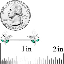 Load image into Gallery viewer, 14G 9/16 Clear Gem Floral Butterfly Nipple Ring Set