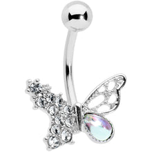 Load image into Gallery viewer, Clear Aurora Gem Super Glam Butterfly Belly Ring