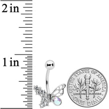 Load image into Gallery viewer, Clear Aurora Gem Super Glam Butterfly Belly Ring
