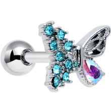 Load image into Gallery viewer, 16G 1/4 Blue Gem Glam Butterfly Cartilage Tragus Earring