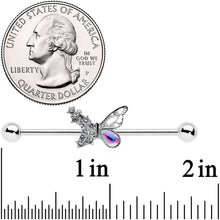 将图片加载到图库查看器,14G Clear Aurora Gem Super Glam Butterfly Industrial Barbell 38mm