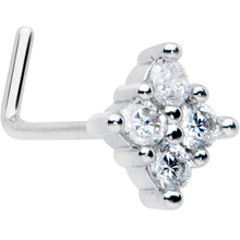 将图片加载到图库查看器,20G 1/4 Clear CZ Gem Simple Rhombus Classic L Shape Nose Ring