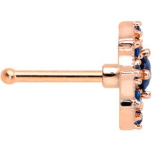 Load image into Gallery viewer, 20G 1/4 Blue Gem Rose Gold Tone Wicked Web Nose Bone