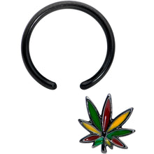 将图片加载到图库查看器,16G 3/8 Black Multicolor Pot Leaf BCR Captive Bead Ring