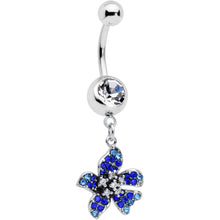 将图片加载到图库查看器,Clear Blue Gem Evening Flower Dangle Belly Ring