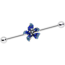 Load image into Gallery viewer, 14G Clear Blue Gem Evening Flower Industrial Barbell 38mm