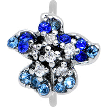 Load image into Gallery viewer, 20G 5/16 Clear Blue Gem Evening Flower Nose Hoop
