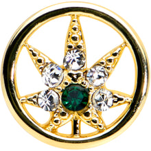 Load image into Gallery viewer, 20G 1/4 Green Gem Gold Tone Pot Leaf Circle L Shape Nose Ring