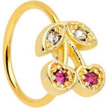 Load image into Gallery viewer, 20G 5/16 Clear Purple Gem Gold Tone Very Cherry Nose Hoop